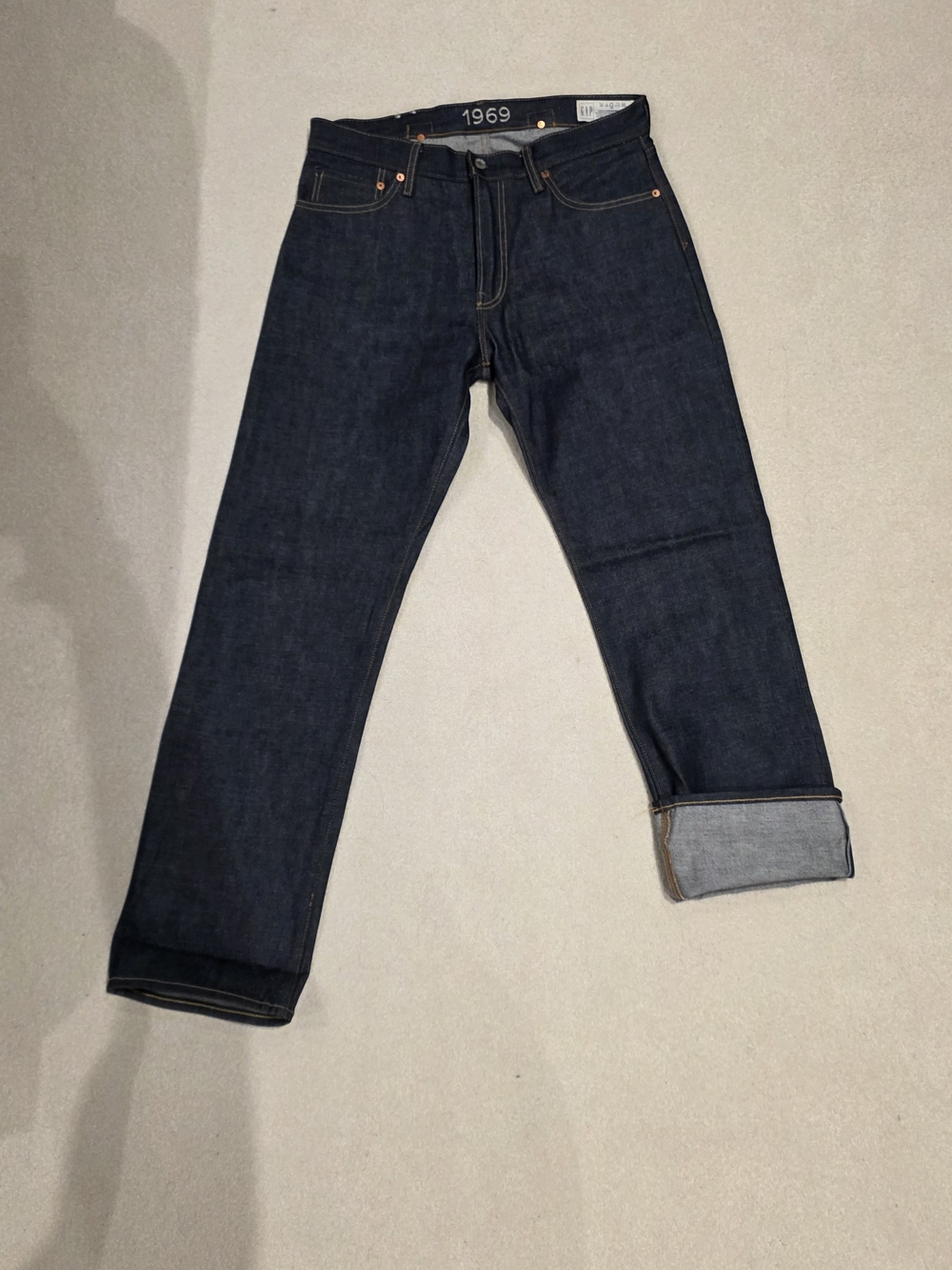Gap Selvedge Jeans Men 32 x 33 Dark Indigo Blue Cotton Straight EUC